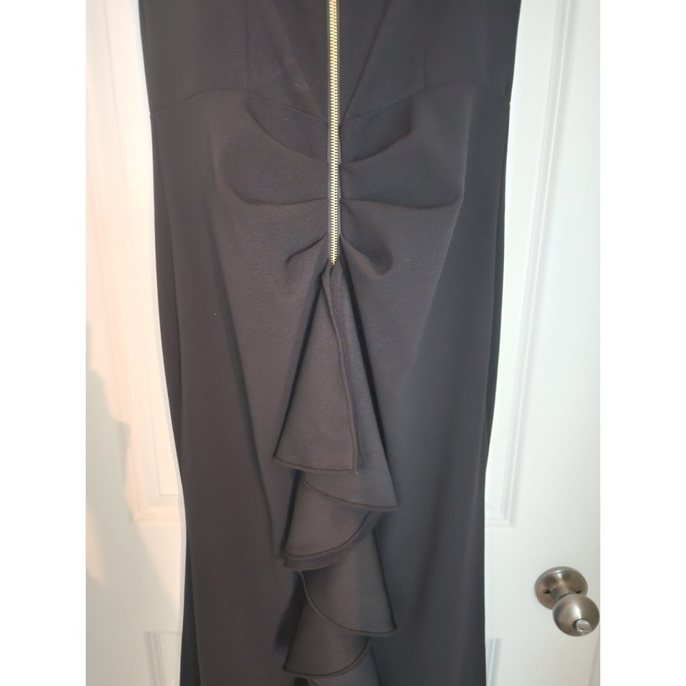Betsy & Adam Gown Women 12 Black Excellent Off-Shoulder Ruffle Back Maxi Dress - Picture 10 of 10